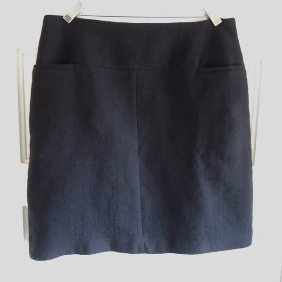 Laura Urbinati Black 100% Wool Skirt w/Pockets Italian Made M/L - Picture 1 of 9